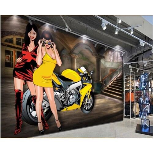 3d wallpaper custom photo mural European-style beauty motorcycle bar nightclub tooling room home decor wallpaper for walls 3 d
