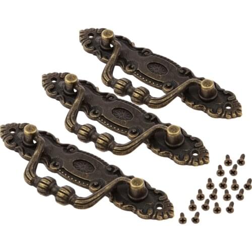 3x Vintage Bronze Jewelry Cabinet Kitchen Cupboard Drawer Door Pull Handle