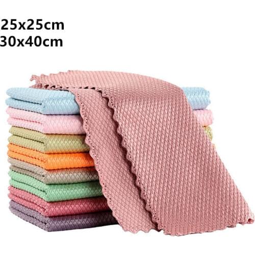 5/10Pcs Kitchen Anti-Grease Wiping Rags Efficient Absorbent Fish Scale Wipe Cloth Cleaning Cloth Washing Dish Towel Для Кухни