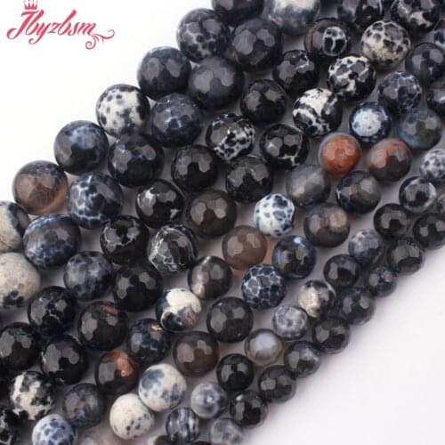 8,10,12mm Round Beads Faceted Fire Agates Cracked Gem Stone Beads For DIY Necklace Bracelet Jewelry Making 15" Free Shipping