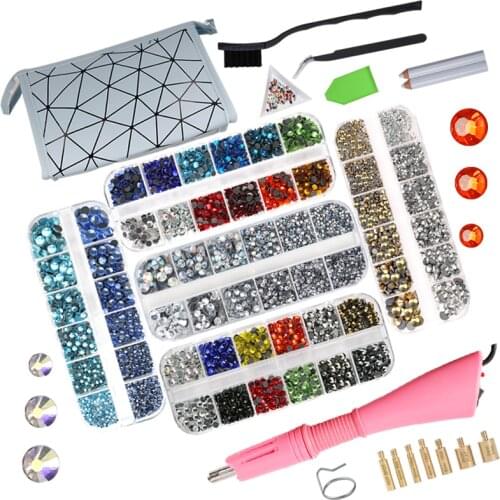 8800PcsEU/US Hot Fix Rhinestones Set/Crystal Glass Hotfix Rhinestone Applicator Iron-on Wand Strass Rhinestone Heat-fix Tool Gun