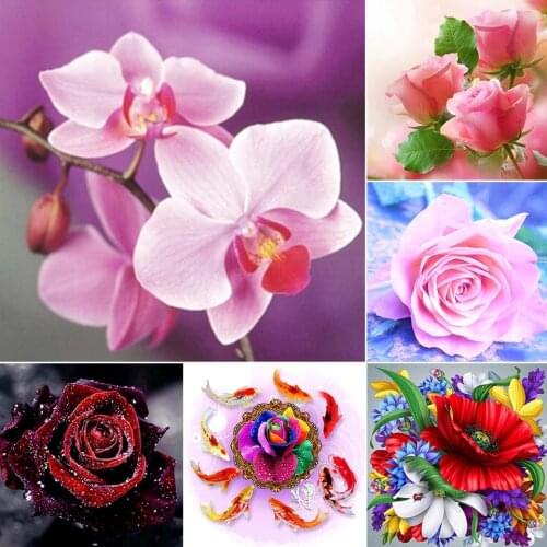 5D DIY Diamond Painting Flower Rose Cross Stitch Kit Full Drill Square Embroidery Mosaic Picture of Rhinestones Home Decor Gift