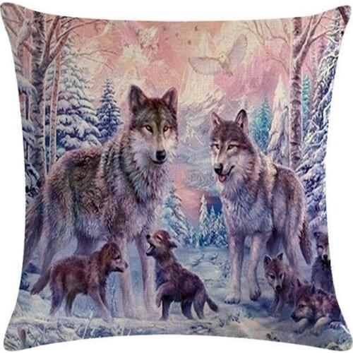 Animal Painting Cushion Cover Wild Wolf Tiger Moon Decor Throw Pillows Case Sofa Chair Home Decorative Pillows Cover
