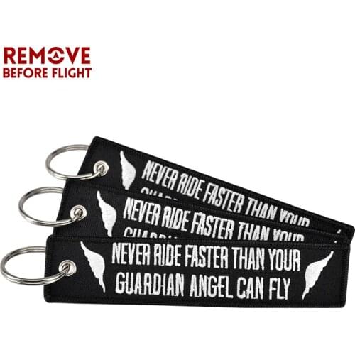 5 PCS/LOT Chaveiro Bijoux Keychain for Motorcycles Embroidery Key Fobs OEM Never Drive Faster Than Your Guardian Angel Can Fly