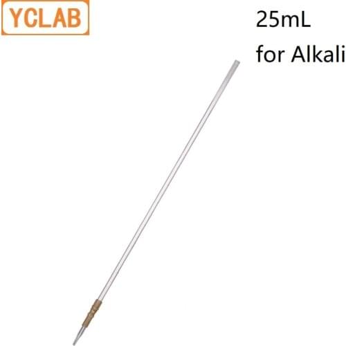 YCLAB 25mL Burette with Rubber Tubing Connection Clear Glass Head and Tip for Alkali Class A Laboratory Chemistry Equipment