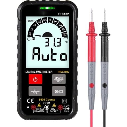 Digital Multimeter, ET8132 Push-button Smart Multimeter, Automatic Identification, Digital Multimeter,Auto-Ranging Portable Mult