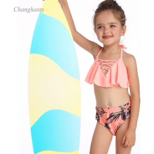 New Model Kids Tankini Set Girls Child Swim Pool Baby Two Pieces Swimwear Bathing Suits Holiday Water Beachwear Sunny