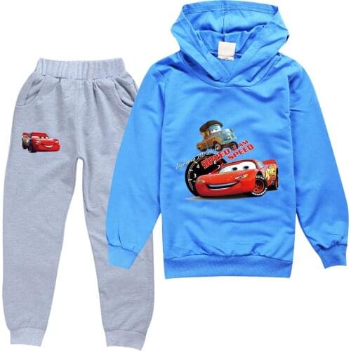 Disney McQueen Car Children Tracksuit For Baby Boys Girls Cartoon 95 Car Hoodies + pants 2 Pcs Clothes Sets Toddler Clothing