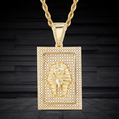 New Hip Hop Iced Out Bling Pharaoh Pendant Necklaces Micro Pave AAA Zircon Charm Necklace Vintage Jewelry Fashion Gifts for Men