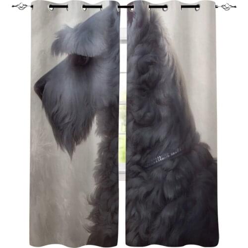 Dog Animal Art Window Curtains LivingRoom Kitchen Curtains Left and Right Biparting Open