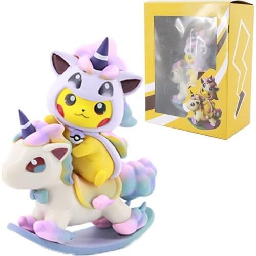 Trojan Horse Pikachus Boxed Sit and Rock Trojan Model Decoration Toy PVC Figure Collectible Model