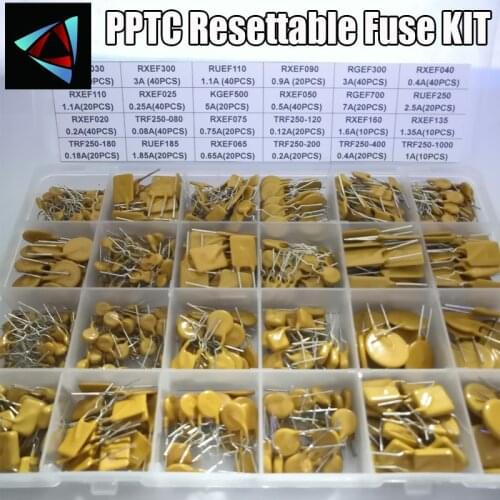 610PCS 24values Self-recovery Assorted Packs PPTC KIT 0.05A 0.1A 0.2A 0.25A 0.3A 0.4A 0.5A 0.75A 0.9A 1.1A 1.35A 2A 2.5A 3.75A