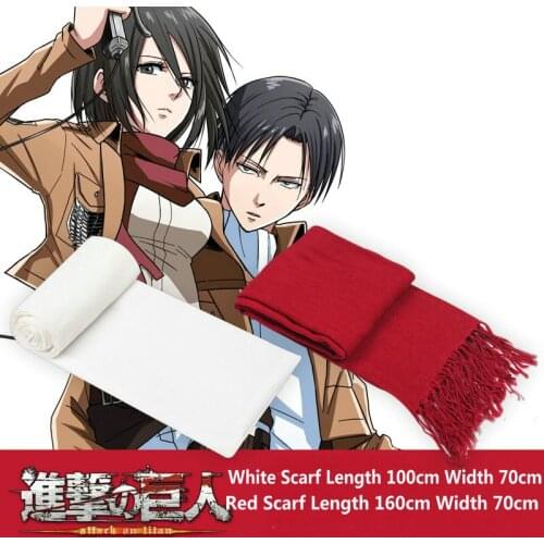 Anime Attack on Titan Mikasa Levi Ackerman Red White Scarf Cosplay Costume Shingeki no Kyojin