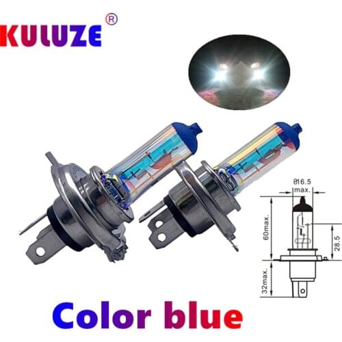 KULUZE 2 Pcs H4 12V55W Rainbow Blue Plasma P43t Car Quartz Halogen Bulb Fog Lamp Automobile Headlamp