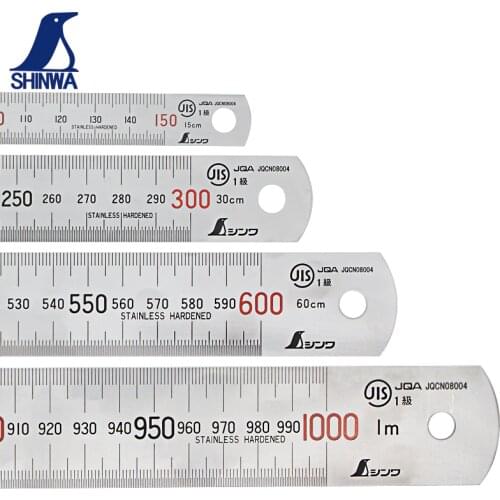 SHINWA Steel Iron ruler Stainless steel ruler Thickened scale steel ruler 15 30 60 100cm