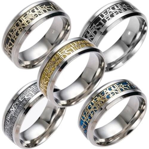 Fashion 316L Stainless Steel League of Legends LOL Game Personality Mens Ring Jewelry 2020 Mens and Womens Party CarnivalGift