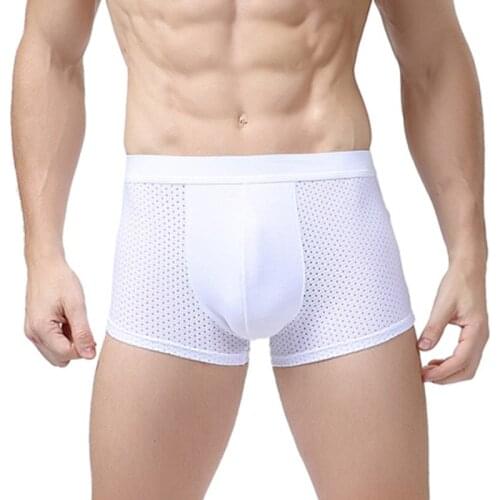 Big Size L-4XL Silk Hollow Mens Boxers Underwear Men Boxer Intimates Ropa Interio Man Penis Cueca Masculina Love Sex Teddy Night