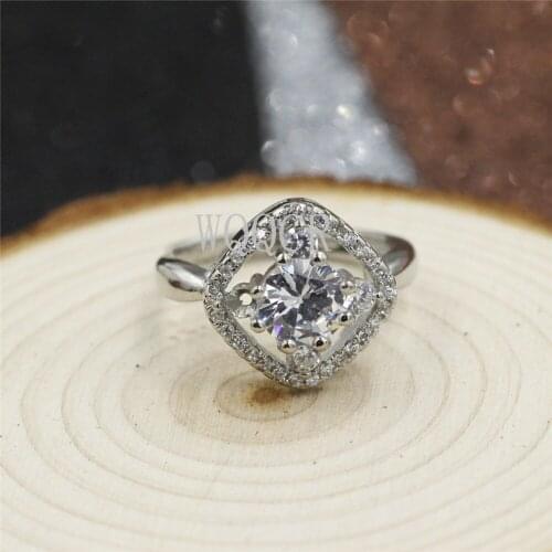 925 Sterling Silver Four-color Crystal Wedding Rings for Men and Women Round Zirconia Diamond Solitaire Ring Couple Jewelry C49