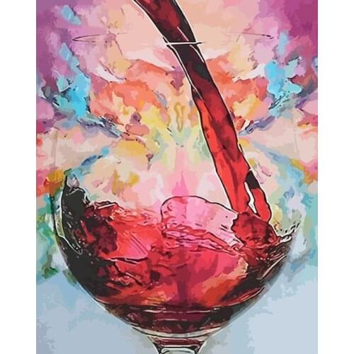Painting By Numbers DIY Dropshipping Red Wine Glass Still life 40x50 50x65CM Handmade For Living Room Wall Decor Oil Painting
