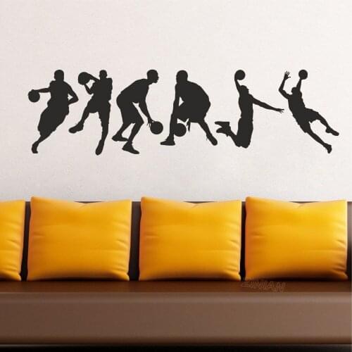 Set of 6 Sport Silhouette Wall Decal Basketball Action Home Decoration Living Room Vinyl Wall Stickers Bedroom Art Poster Z634