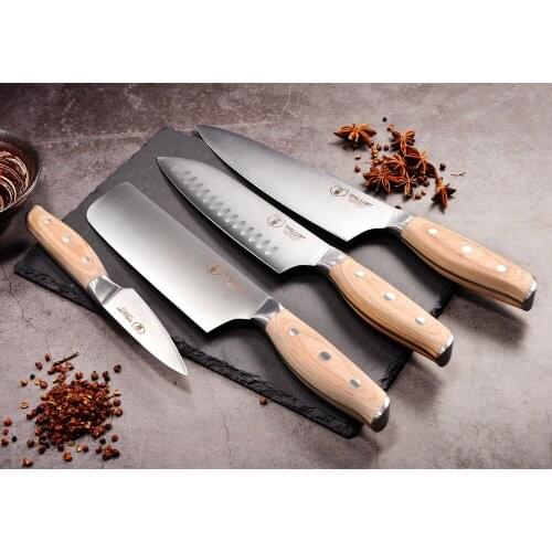 Kitchen Knives Set 4pcs Chef 8'' Santoku 7'' Meat Cleaver 7'' Paring 3.5'' Kitchen Knife,German Steel,Ergonomic Handle