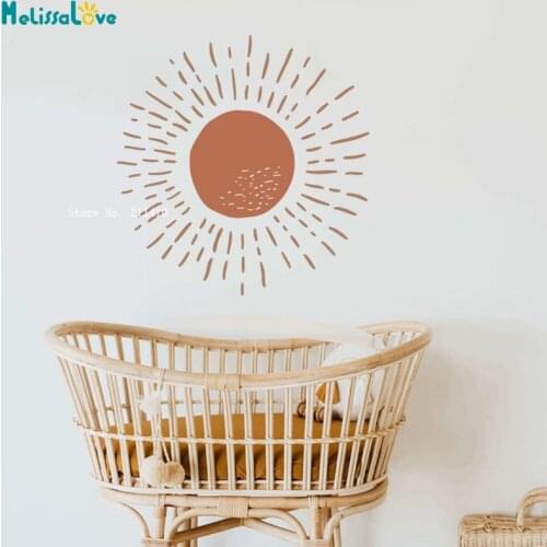 Sun Wall Decal -Hand Drawn Sun Decal Boho Home Décor Sunshine Sticker Modern Murals Sunrise Removable Scandinavian YT5903