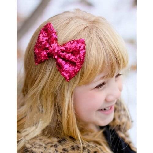 200pc/lot New 4.3" Luxurious Sequin Bows No Clip Big Bowknot For Girls Apparel Accessory Kids Flower Headwear