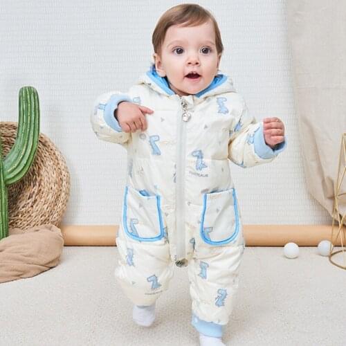2021 New Baby Bodysuit Dinosaur Winter Romper Down Childrens Clothing Set Infant Boy Girls Snowsuit Coat Jumpsuit For Newborn