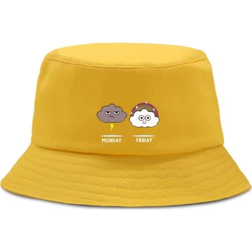 Rain On Monday And Sunny Friday Bucket Hats Sunscreen Foldable Panama Hat Hip Hop Outdoor Fishermans Caps Summer Beach Sun Cap