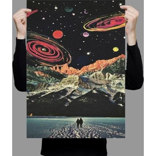 W440 Silk Fabric Poster Wall Art Decor Dark Starry Sky Vintage Trend Fashion Decoration Bright Christmas Gift