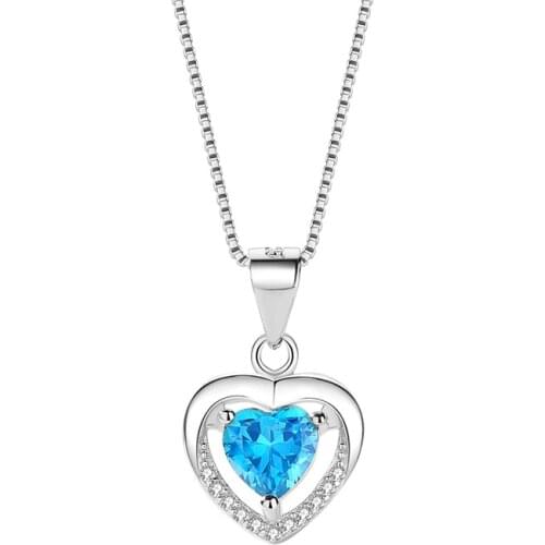 PM25 Heart of the Sea Pendant Sterling Silver Light Luxury Love Necklace Micro-inlaid Zircon Clavicle Gift for Girlfriend