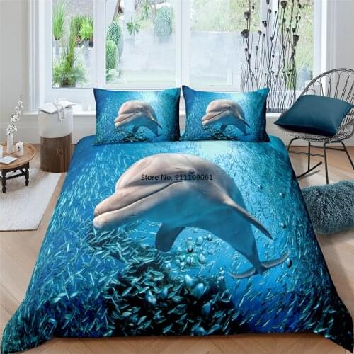 Animal Dolphins Printing 3D Bedding Polyester Lightweight Duvet Cover Young 240x220 Bed Liene Bed Set for People Adult 2-3pcs