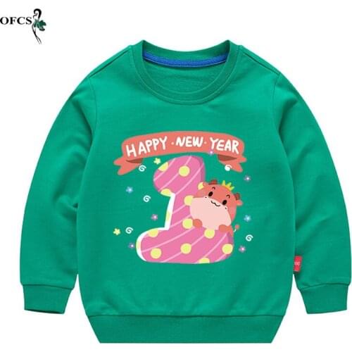 Best Selling Products Children Coats T-shirts Long Sleeve Cartoon Cotton Sweatshirt For Boys Happy New Year! 2-12 Year Outerwear