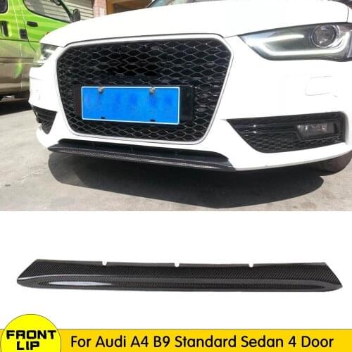 Front Bumper Splitters Lip Spoiler for Audi A4 B8.5 Standard Bumper Sedan 4-Door 2013 - 2016 Carbon Fiber