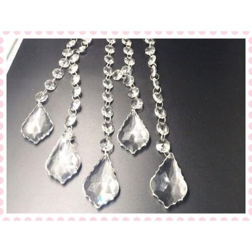 Top 10pcs/lot clear Crystal Hainging garland Strands 20pcs Beads 50mm Maple Leaf Crystal Garland Wedding Decoration home