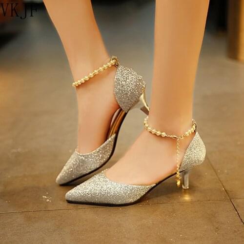 Fashion Pointed Pearl High Heels Womens Hollow Sandals Sequins Thin Breathable Shoes Womens High Heels