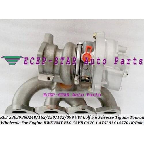 Turbo K03 53039880248 53039880162 53039880142 Turbocharger For VW Golf 5 6 Polo Scirocco Tiguan Touran BWK BMY BLG CAVB 1.4L TSI