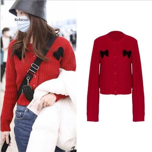 Women Cardigan Spring Autumn Korean Sweet Temperament Girls Three-Dimensional Bow Petal-Button Knitted Cardigans