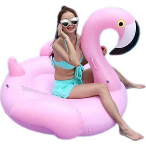 1.5m 60inches Inflatable Pink Flamingo Swimming Float Inflatable Ride-on Water Toys Beach Pool Fun Boia Flamingo