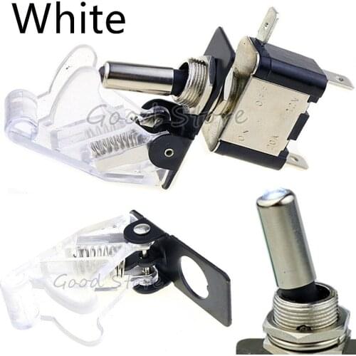 1Sets WHITE Color 12V 20A Car Auto Cover LED Light SPST Toggle Rocker Switch Control On/Off Durable