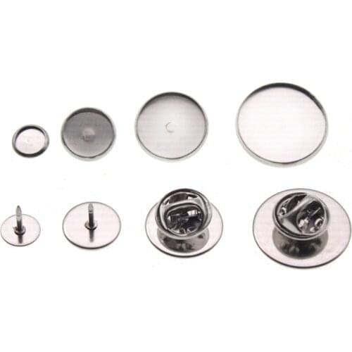 10pcs/lot Stainless Steel DIY Holder Brooch Butterfly Clutch With Tie Tack Pins Blank Cabochon Base Cufflink Spacer Settings