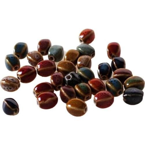 100 Pieces/Lot Ceramic beads Rhombus Shape Handmade DIY Jewelry Accessories Necklace Bracelet Porcelain Multicolor Glaze Bead