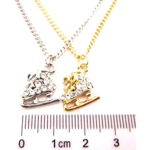 Custom 100pcs/lot new arrival fashion jewelry items delicate mini ice skates shoes bow pendant necklace