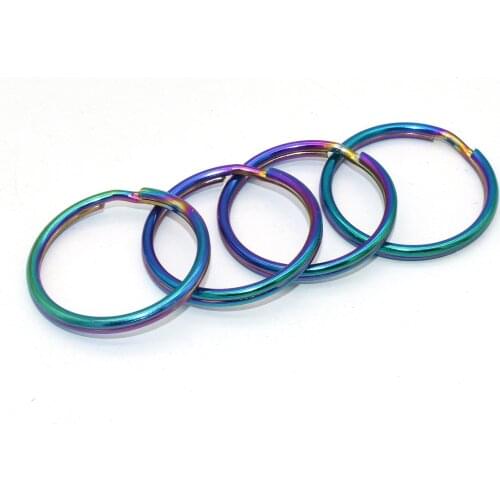 25mm Rainbow Round Split Key Rings Key Chain Jewelry Charm Clasp Supplies,Small Jump O Rings Loop Metal Pendant,Key Fob Hardware
