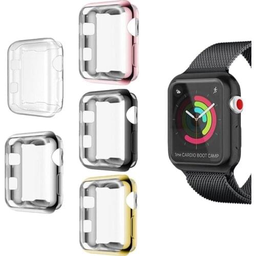 360 Degree Full Protective Case for Apple Watch Series 5 4 3 2 Plating Soft TPU Cover Thin Bumper for iWatch 38mm 42mm 40mm 44mm