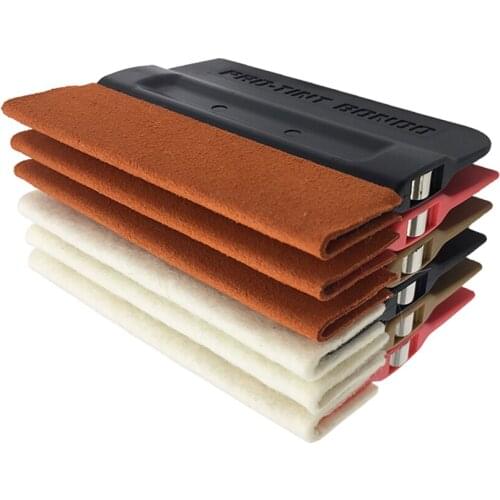 4-inch Felt Edge Squeegee With Magnet for Car Vinyl Scraper Decal Applicator Tool with Orange Suede Felts KDL-3