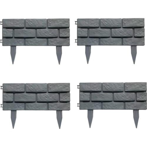 4Pcs Garden Edging Courtyard Grass Rectangle Stone Brick Effect Accessories Plant Bordering Path Lawn Fence Decoration