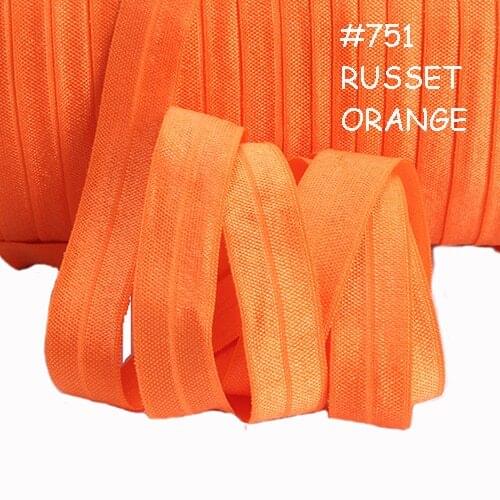 #750 Russet orange foe, free shipping solid color elastic ribbon for hair accessories, 100 colors foe in stock