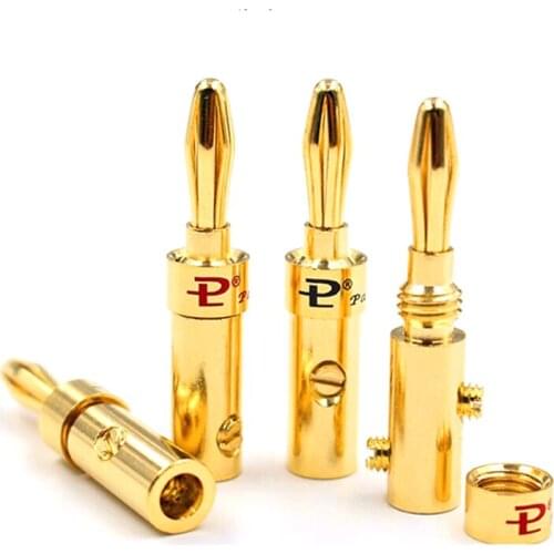 Colleimage Hifi 8pcs audio pailiccs 4mm banana plugs copper Gold plated speaker cables Wire Pin Banana Plug Connectors