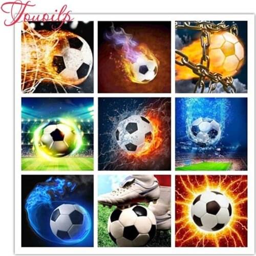 TOUOILP Diamond Mosaic Full Drill Landscape Football Field Diamond Painting Cross Stitch Soccer Birthday Party Decorations Kids